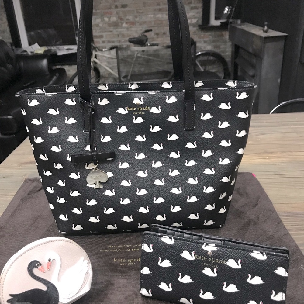 Kate Spade swan tote, wallet and coin bag!